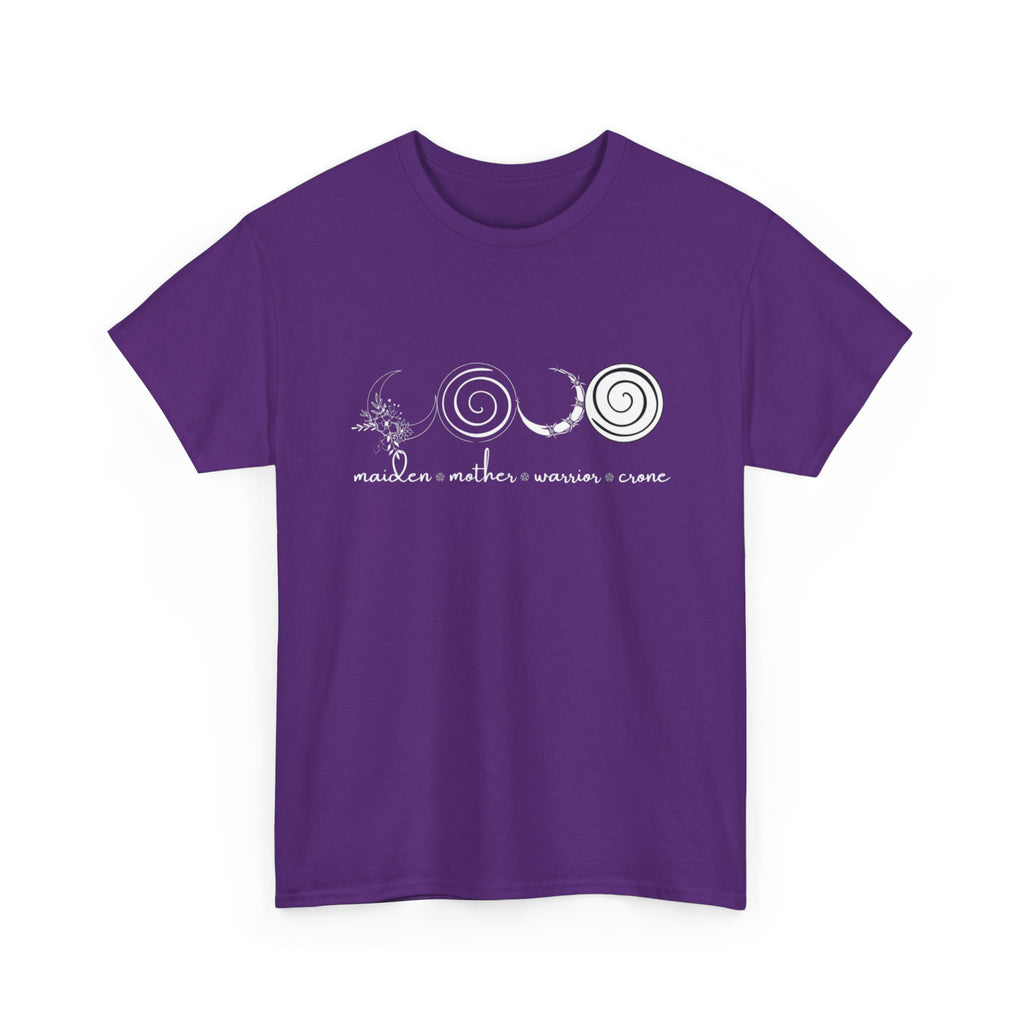 Four Faces Moon Goddess Witchy Tee - Maiden Mother Warrior Crone