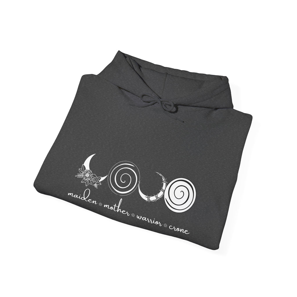 Maiden Mother Warrior Crone Hoodie | Moon Phase Witchy Sweatshirt