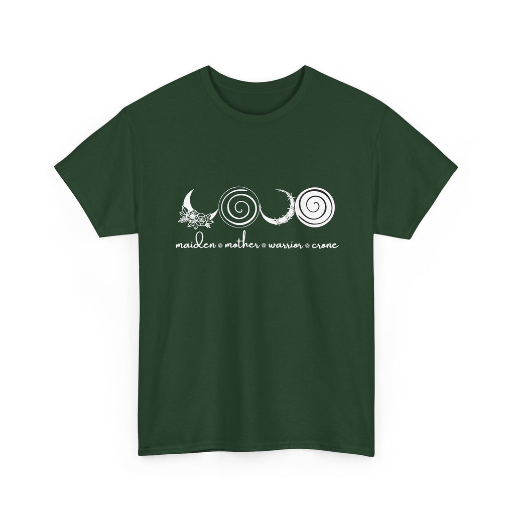 Four Faces Moon Goddess Witchy Tee - Maiden Mother Warrior Crone