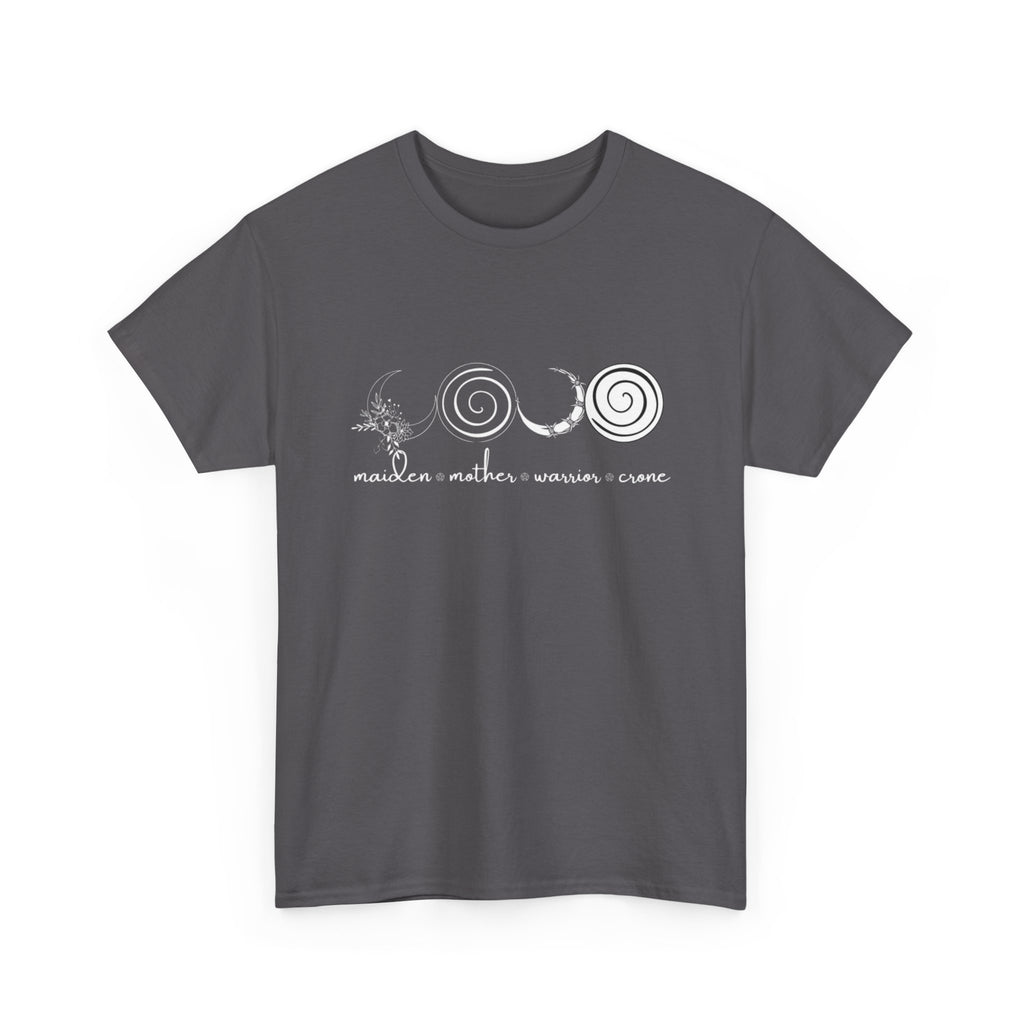 Four Faces Moon Goddess Witchy Tee - Maiden Mother Warrior Crone