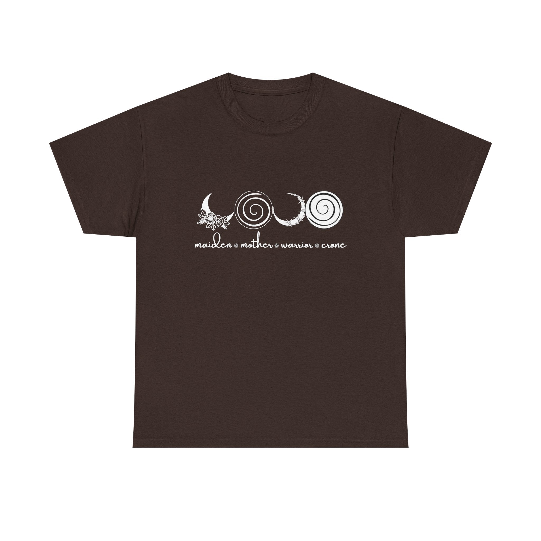 Four Faces Moon Goddess Witchy Tee - Maiden Mother Warrior Crone