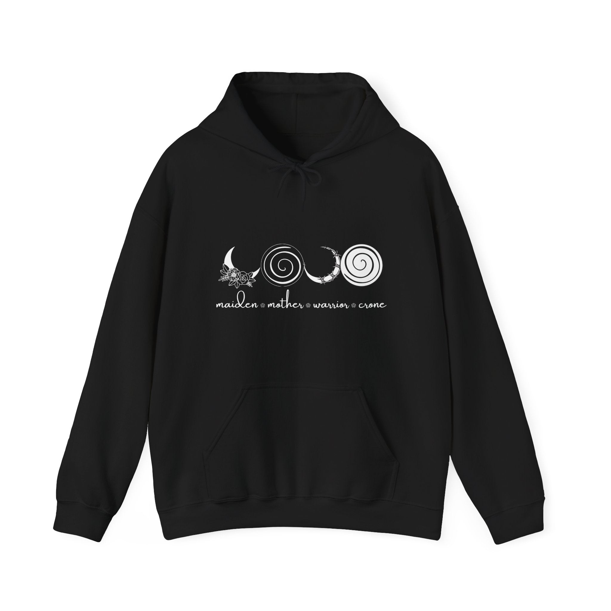 Maiden Mother Warrior Crone Hoodie | Moon Phase Witchy Sweatshirt