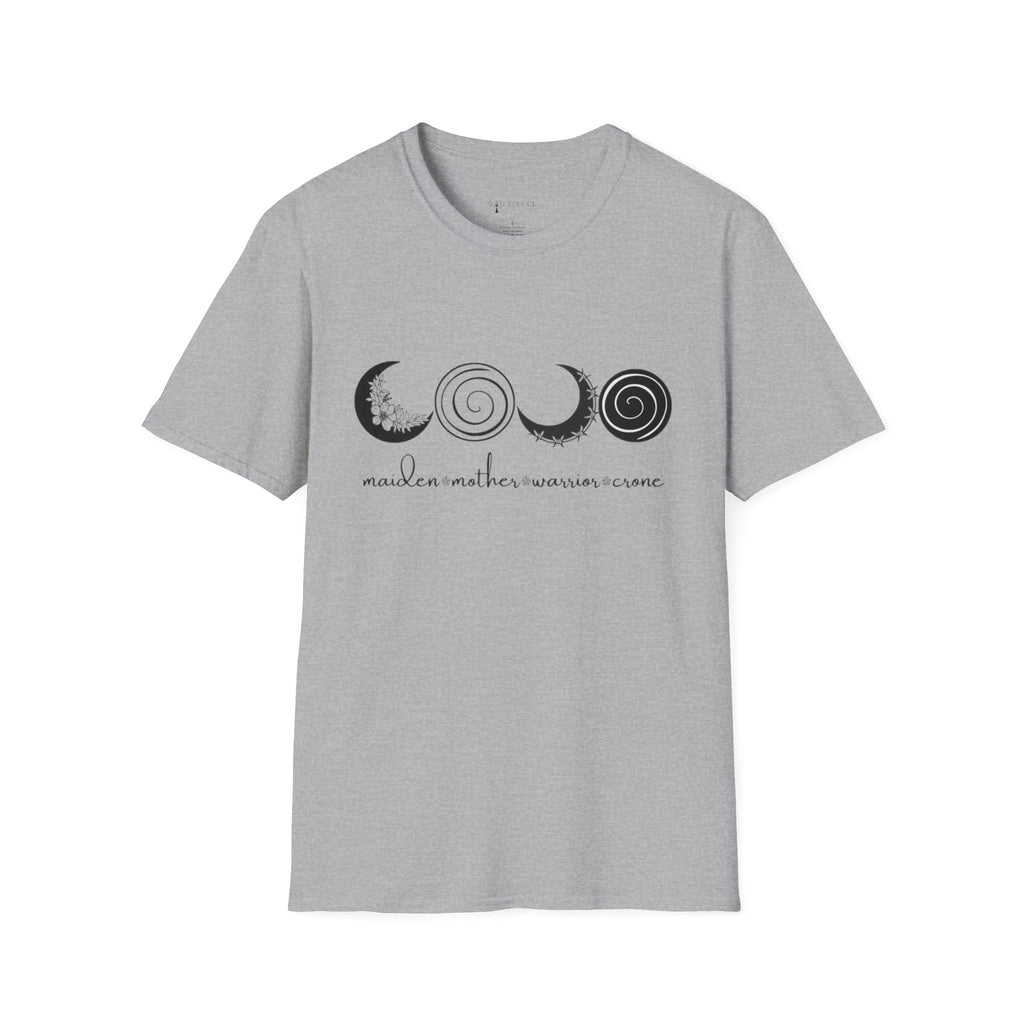 Four Faces Moon T-Shirt — Maiden Mother Warrior Crone Witchy Tee