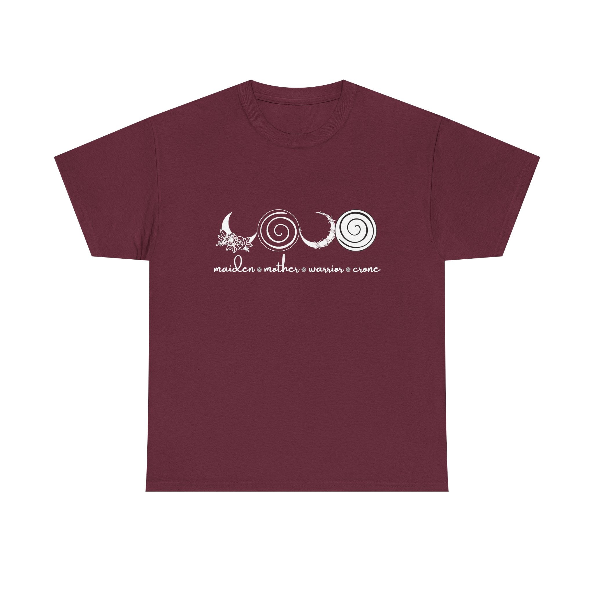 Four Faces Moon Goddess Witchy Tee - Maiden Mother Warrior Crone