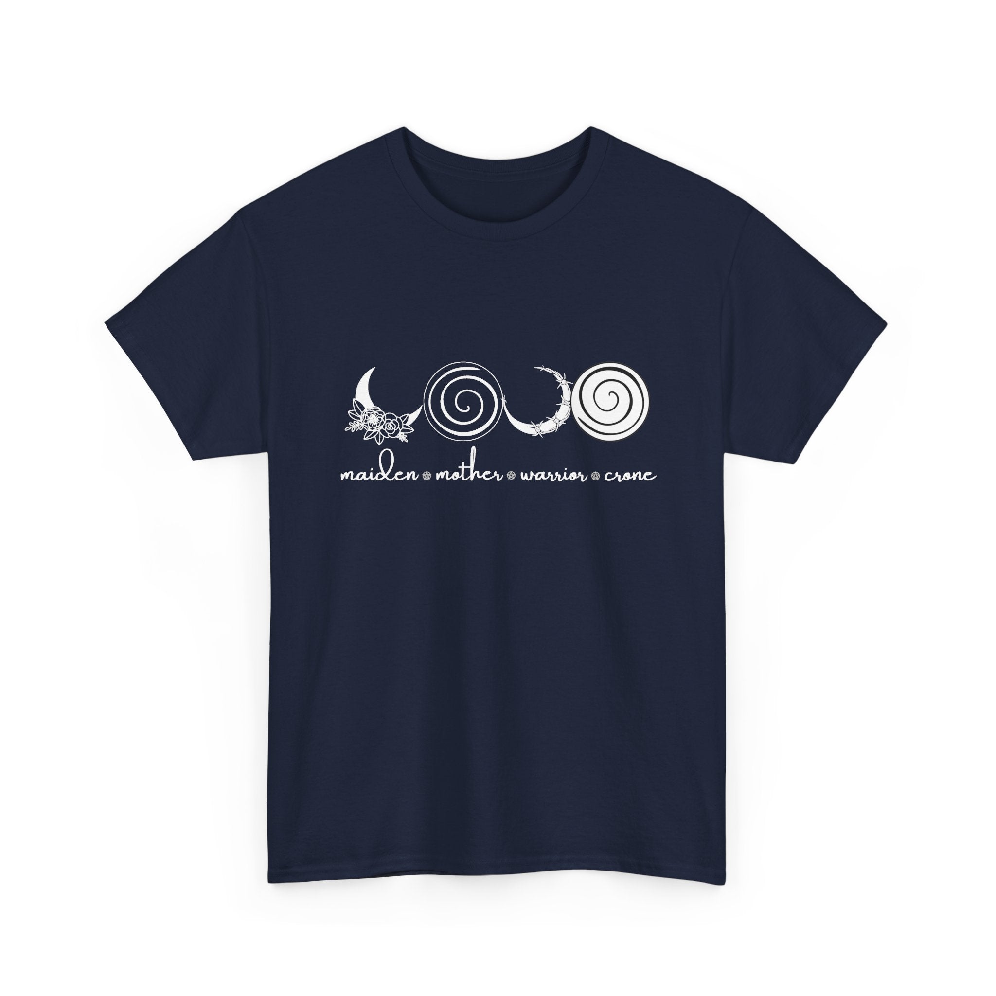 Four Faces Moon Goddess Witchy Tee - Maiden Mother Warrior Crone