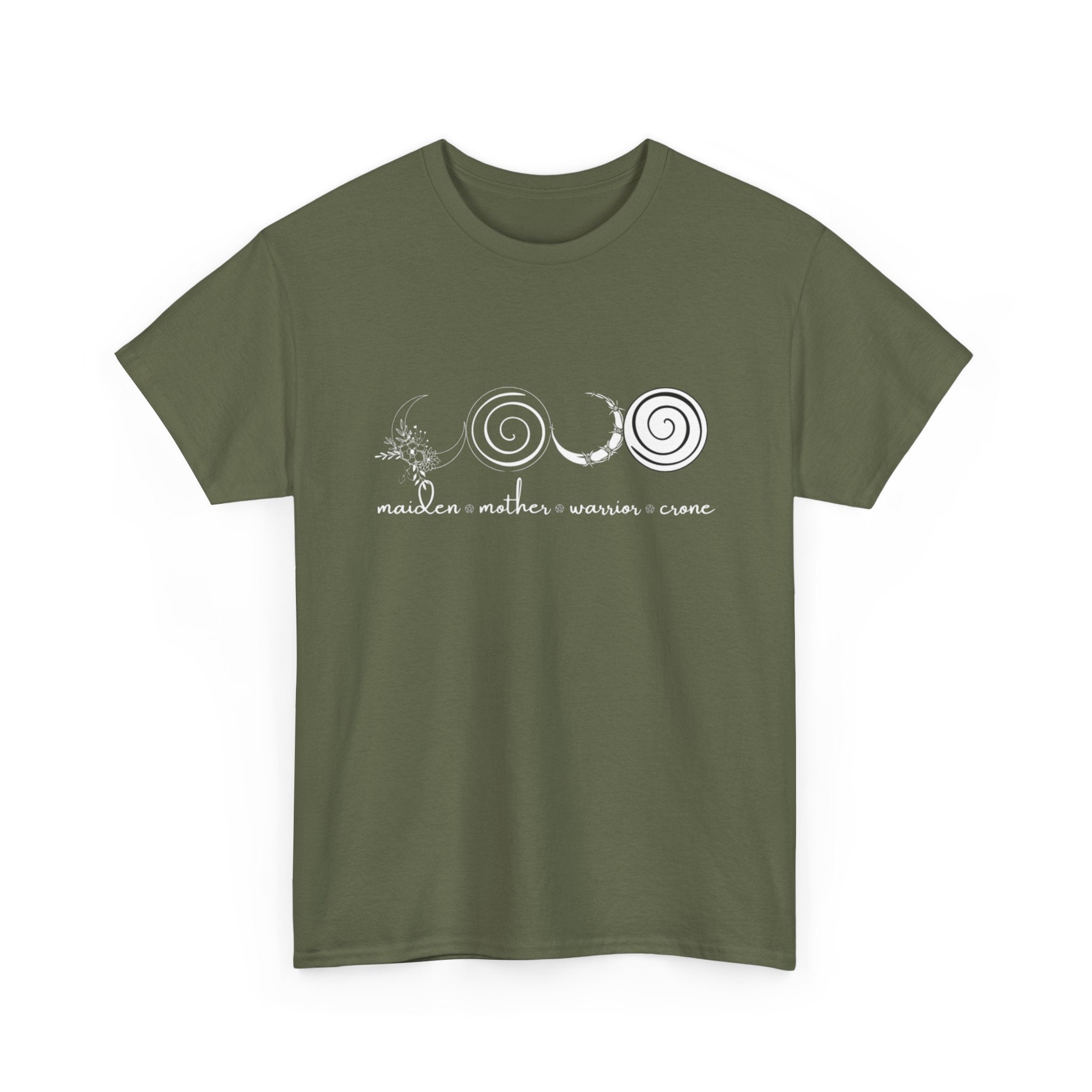 Four Faces Moon Goddess Witchy Tee - Maiden Mother Warrior Crone