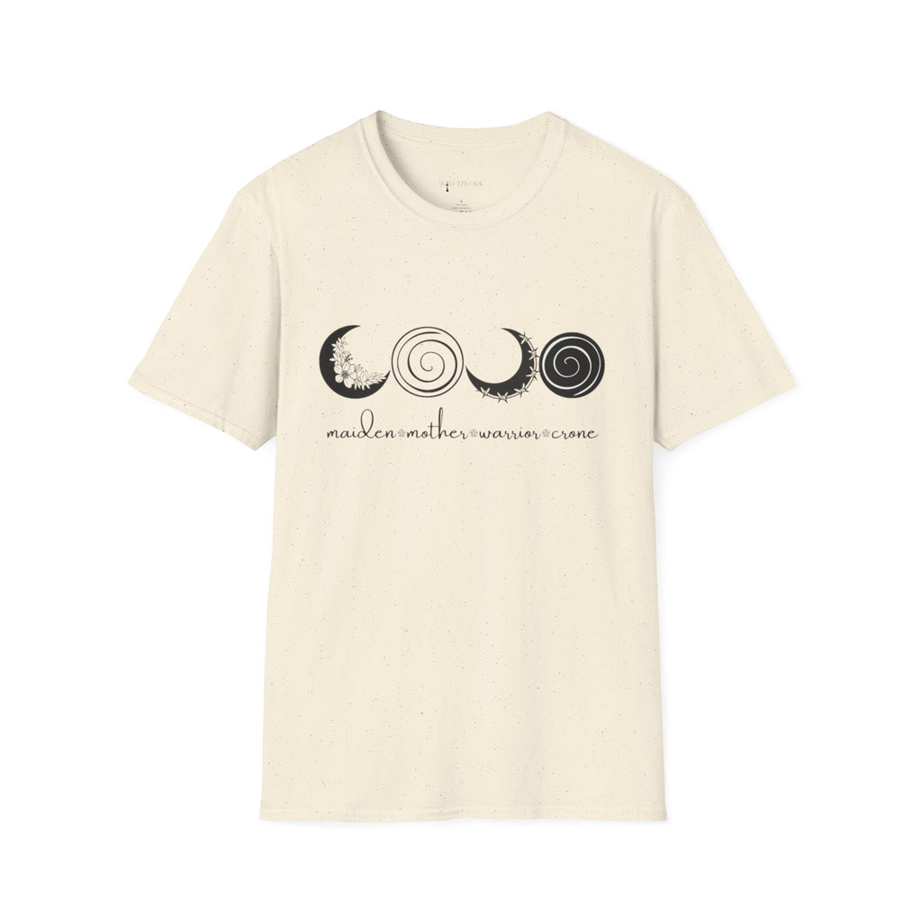 Four Faces Moon T-Shirt — Maiden Mother Warrior Crone Witchy Tee