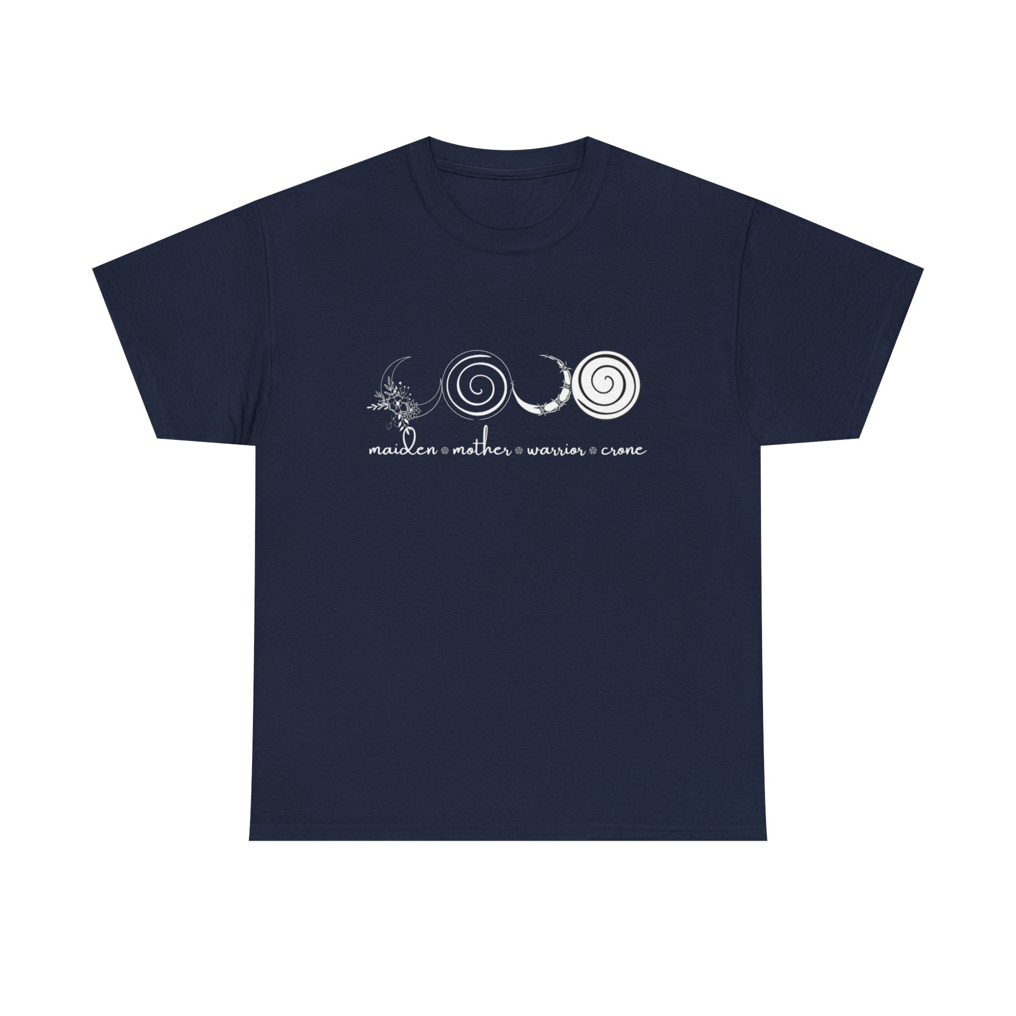 Four Faces Moon Goddess Witchy Tee - Maiden Mother Warrior Crone