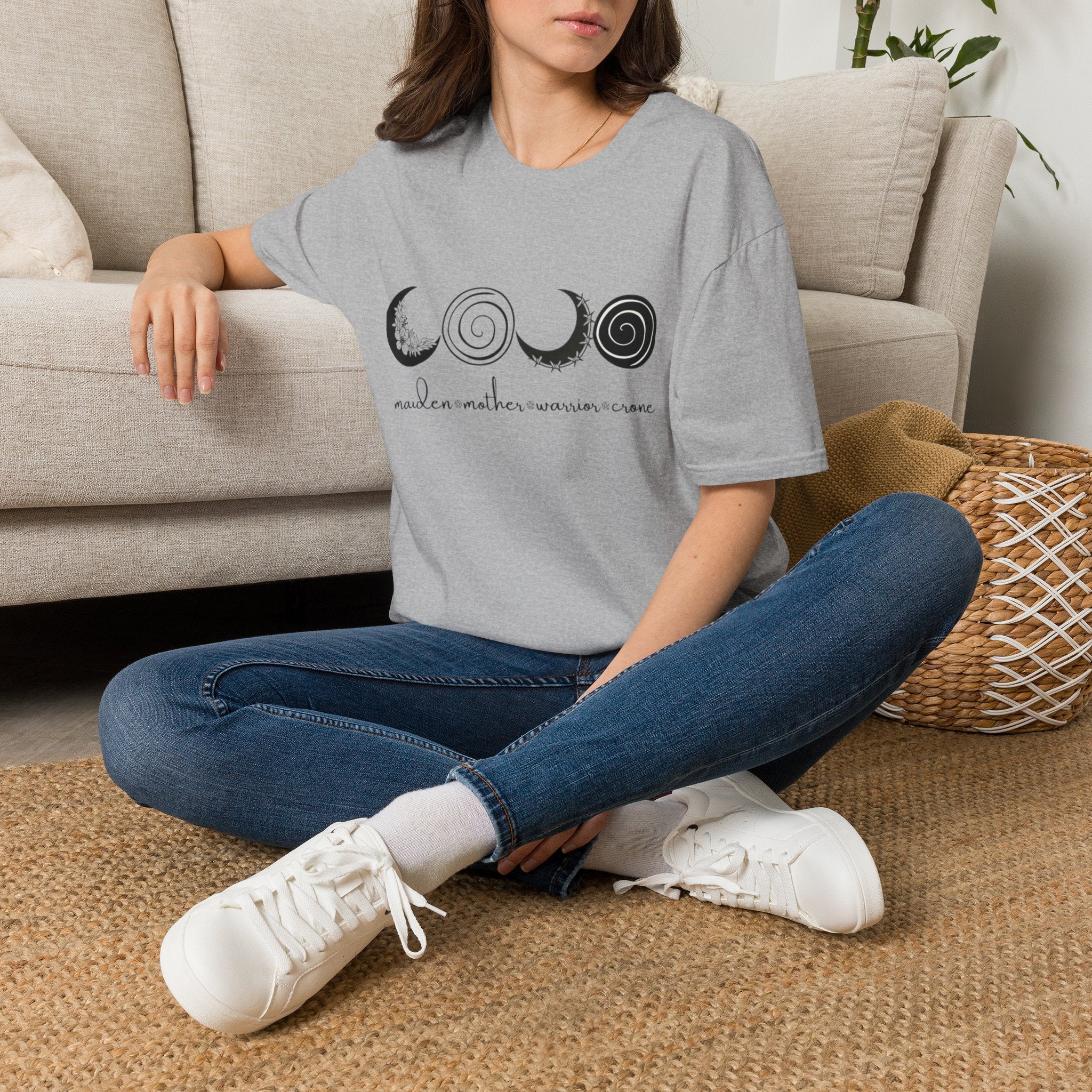 Four Faces Moon T-Shirt — Maiden Mother Warrior Crone Witchy Tee