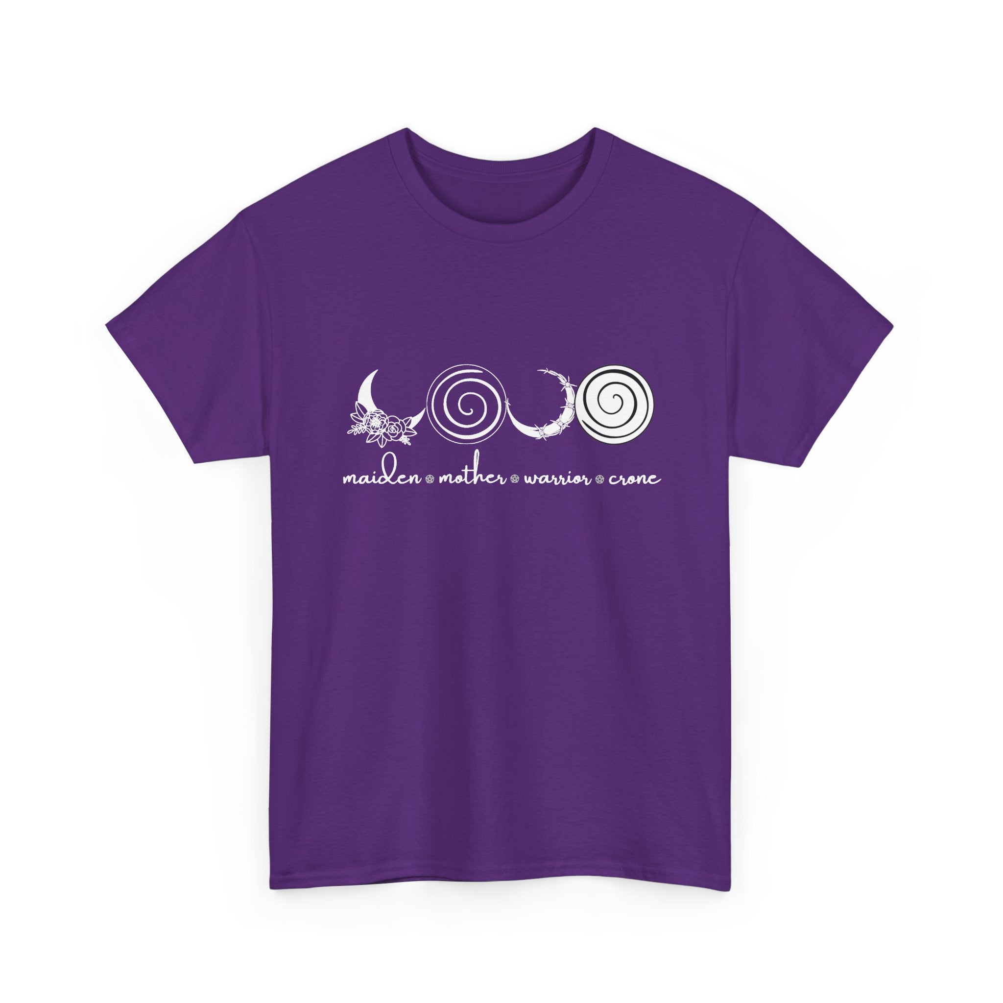 Four Faces Moon Goddess Witchy Tee - Maiden Mother Warrior Crone