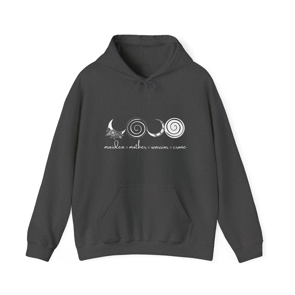 Maiden Mother Warrior Crone Hoodie | Moon Phase Witchy Sweatshirt