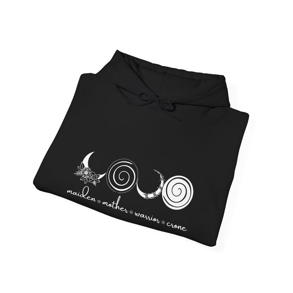 Maiden Mother Warrior Crone Hoodie | Moon Phase Witchy Sweatshirt