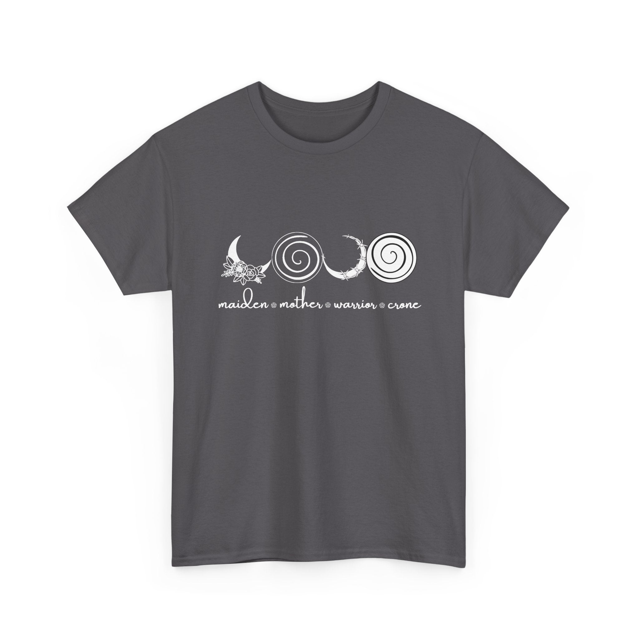 Four Faces Moon Goddess Witchy Tee - Maiden Mother Warrior Crone