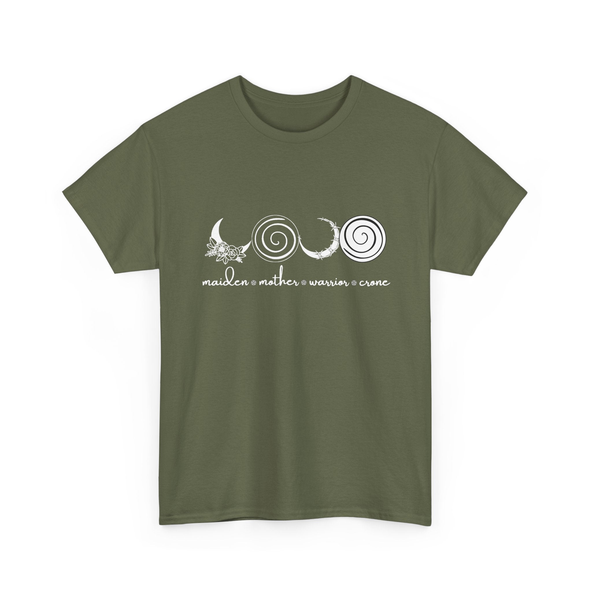 Four Faces Moon Goddess Witchy Tee - Maiden Mother Warrior Crone