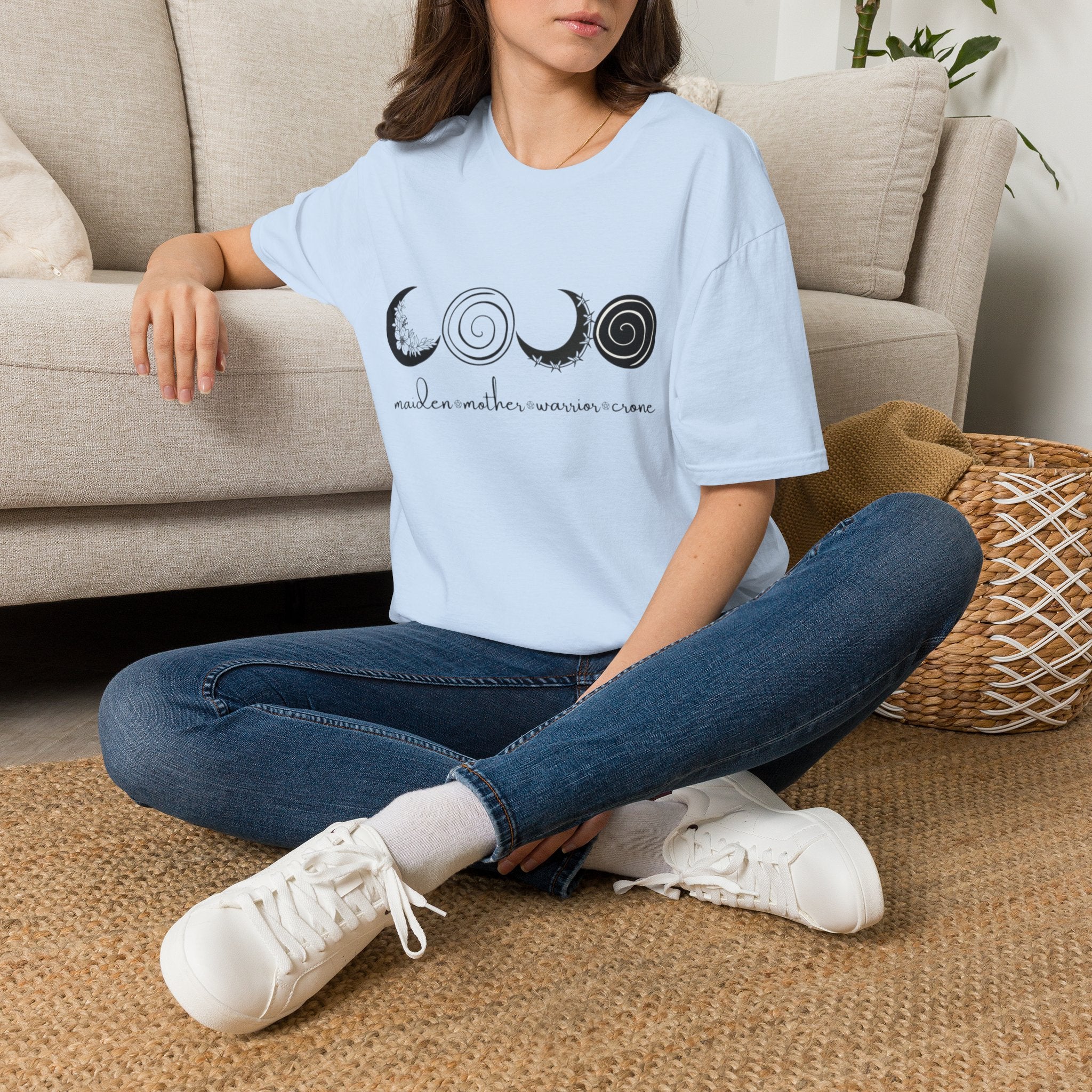 Four Faces Moon T-Shirt — Maiden Mother Warrior Crone Witchy Tee