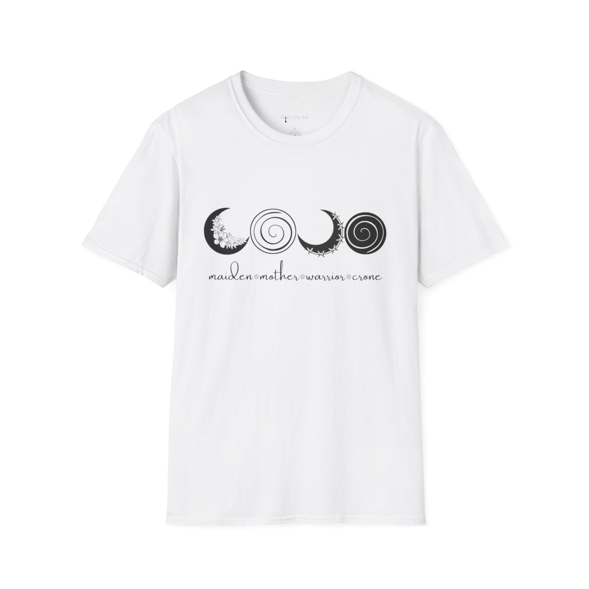 Four Faces Moon T-Shirt — Maiden Mother Warrior Crone Witchy Tee