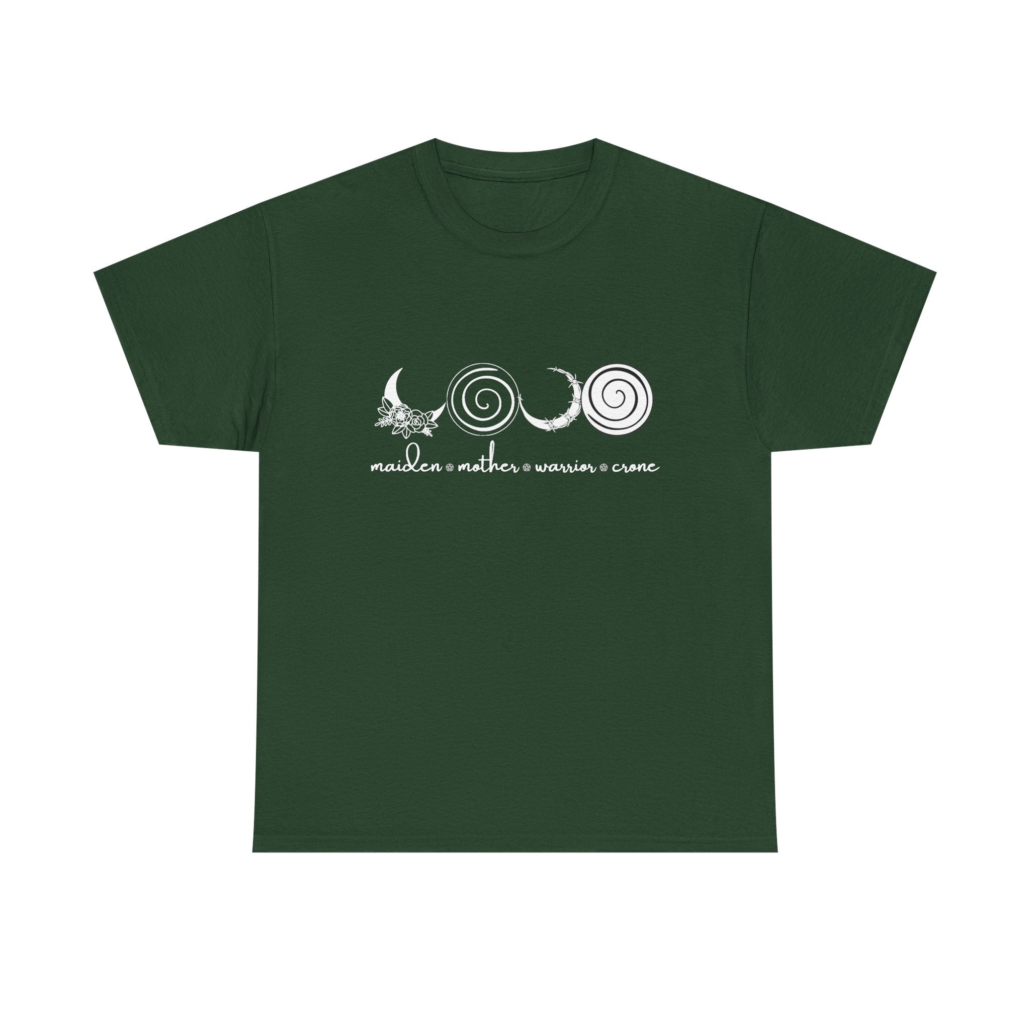 Four Faces Moon Goddess Witchy Tee - Maiden Mother Warrior Crone