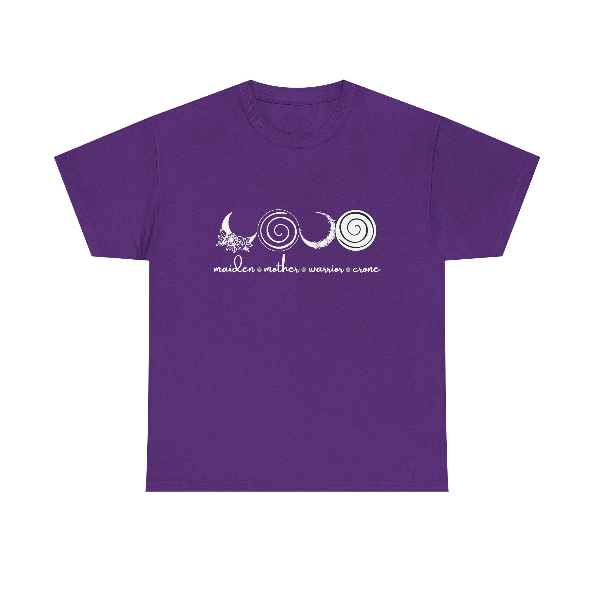 Four Faces Moon Goddess Witchy Tee - Maiden Mother Warrior Crone