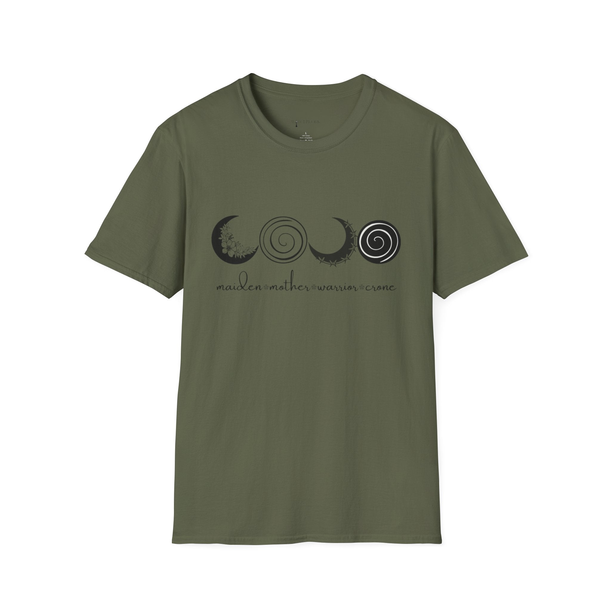 Four Faces Moon T-Shirt — Maiden Mother Warrior Crone Witchy Tee