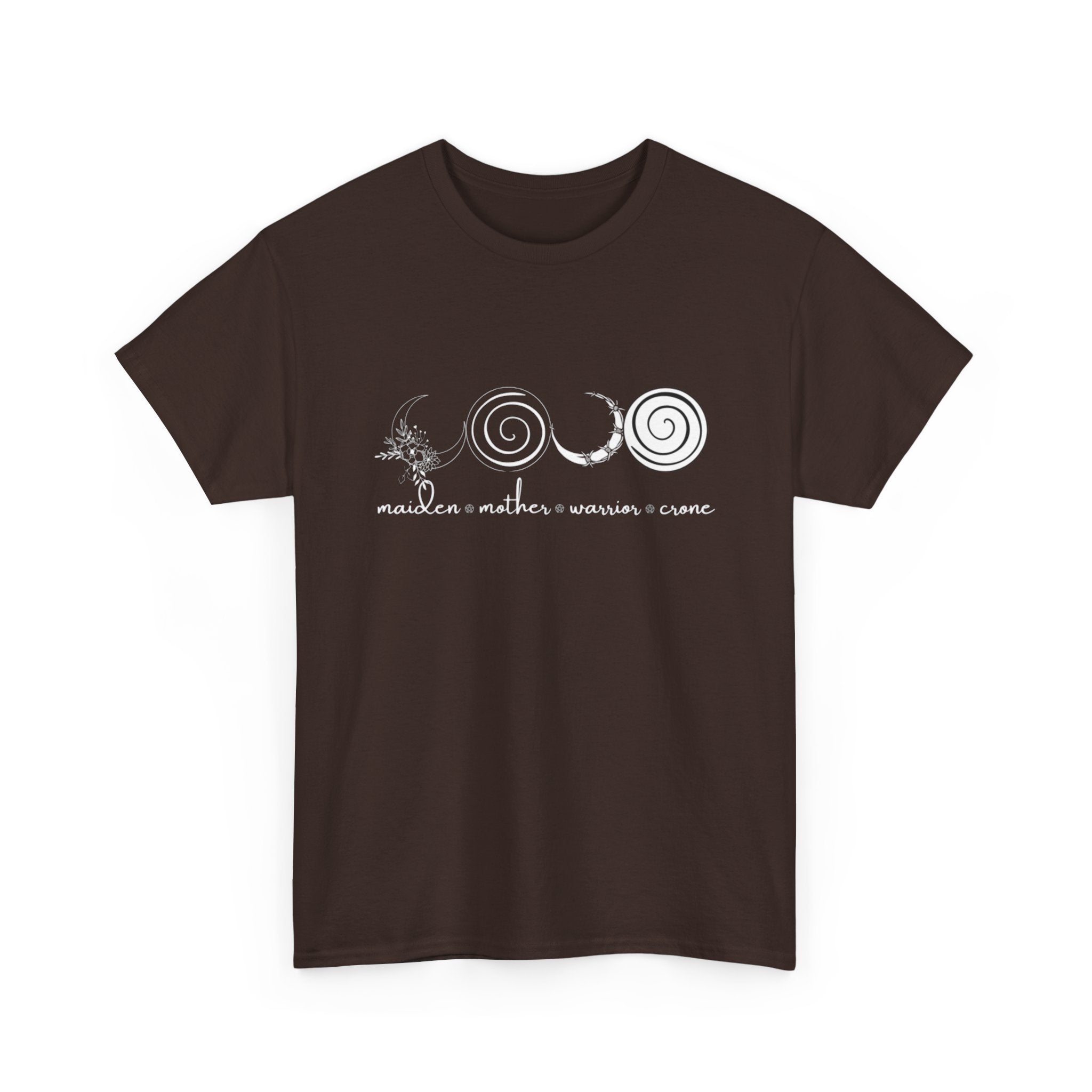 Four Faces Moon Goddess Witchy Tee - Maiden Mother Warrior Crone